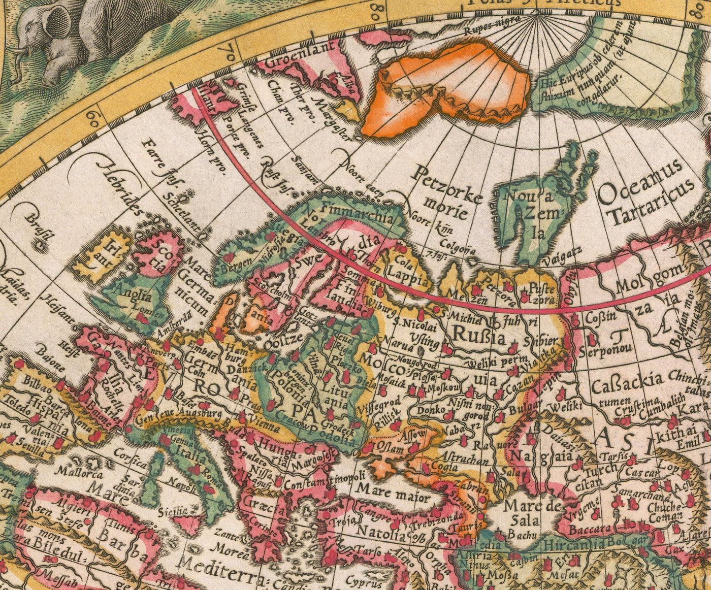 Mappa del Mondo Antico, 1596, Mappa Atlante di Johannes Baptista Vrients 