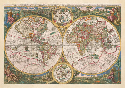 Mappa del Mondo Antico, 1596, Mappa Atlante di Johannes Baptista Vrients 
