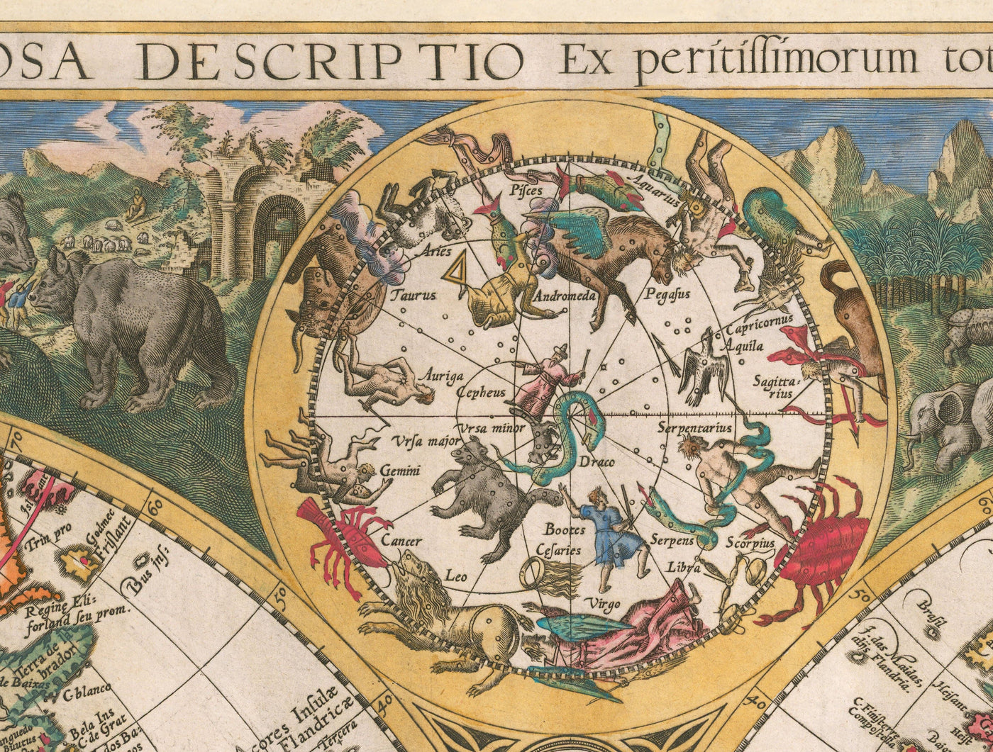 Mappa del Mondo Antico, 1596, Mappa Atlante di Johannes Baptista Vrients 