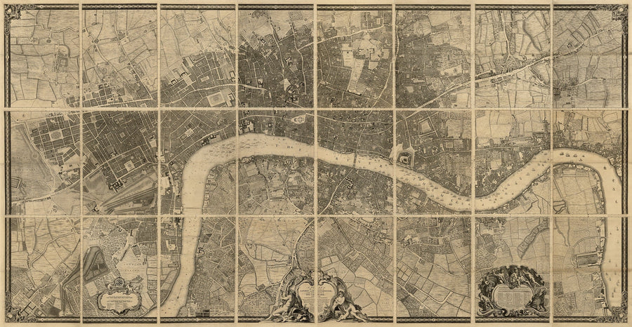 Grande Mappa Antica di Londra - 1746, 1788, 1830 o 1862. Grande mappa personalizzata fino a 4 metri (13 piedi) 