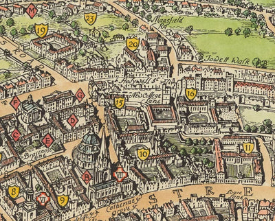 Oxford Gesichtsmaske / Nackenschutz mit Vintage Kartendruck von Oxford im Jahr 1929 von Spencer Hoffman
