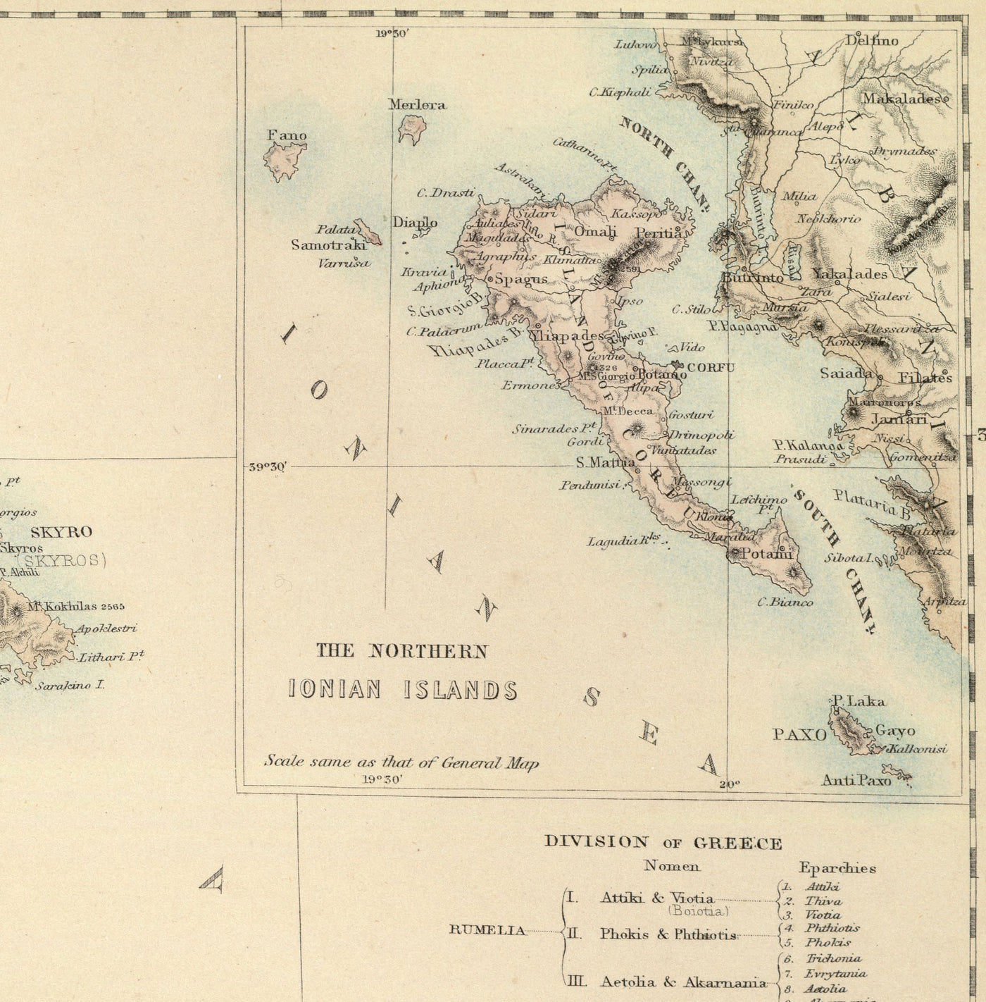 Ancienne carte de la Grèce en 1872 par Archibald Fullarton - Athènes, Le Pirée, Kalamata, Patras, Nauplie