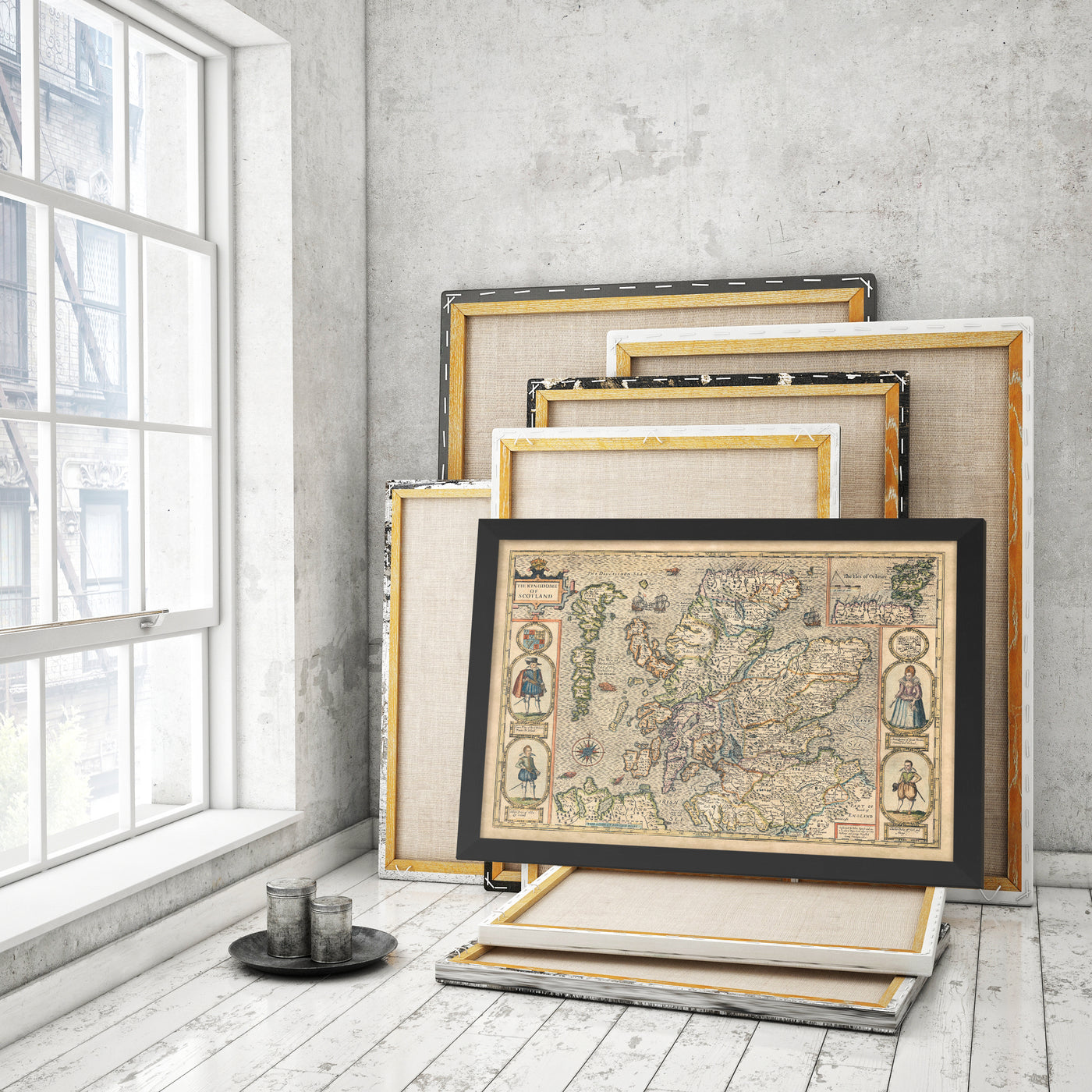 Viejo Mapa de Escocia en 1611 por John Speed ​​- Orkney, Shetland, Highlands, Skye, Loch Ness
