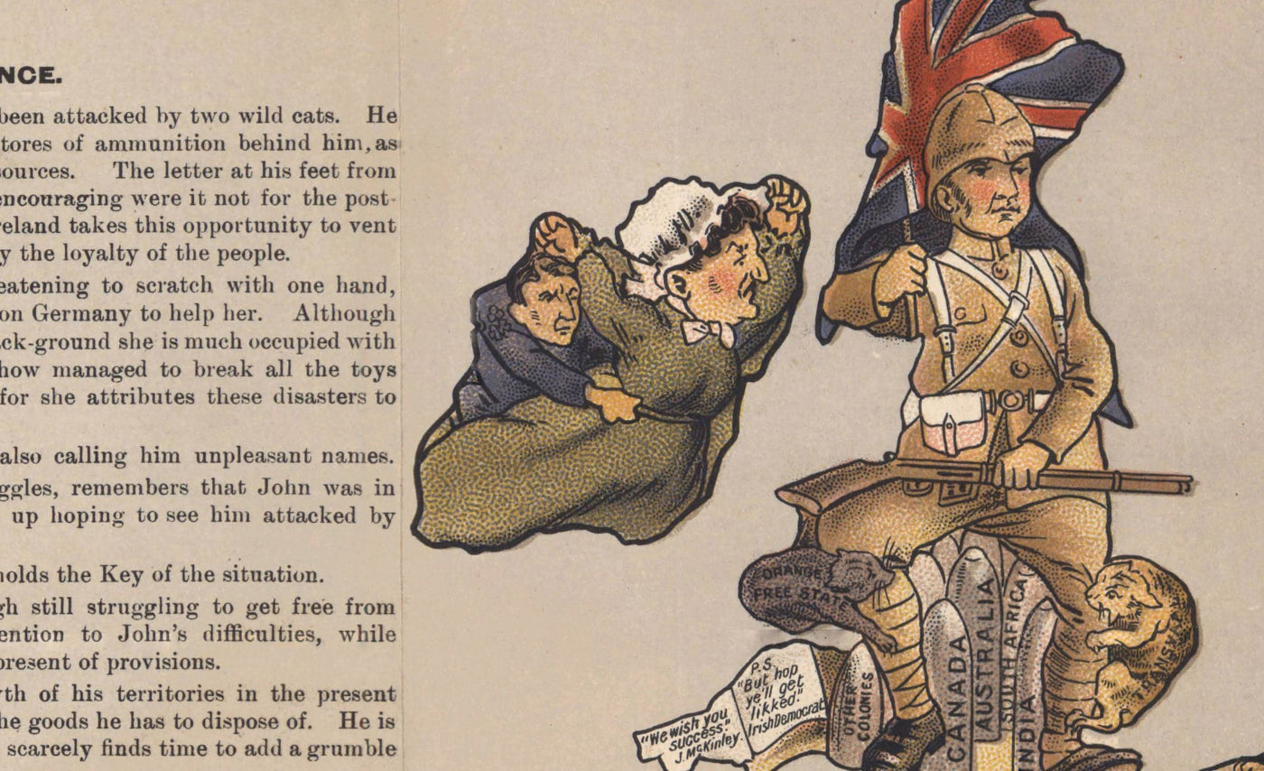 Alte satirische Karte von Europa, 1900 von Fredrick Rose - John Bull Propaganda Serio-Comic, Oktopus Nikolai II Russisches Reich 