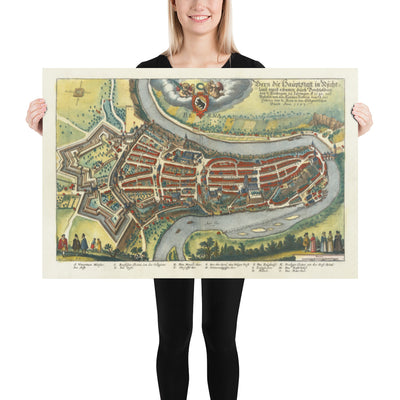 Antiguo mapa de Berna en 1645 por Merian Matthaus - 300 aniversario de la Confederación Helvética