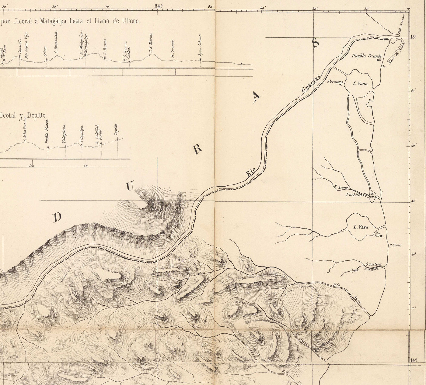 Old Map of Nicaragua in 1863 by Sonnestern - Managua, Leon, Chinandega, Esteli, Lake Nicaragua