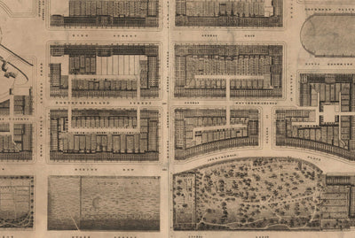 Alte Karte von New Town, Edinburgh im Jahr 1821 von James Kirkwood - Calton Hill, Queen Street, York Place, Prince Street, Great King Street 