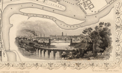 Old Map of Aberdeen, Scotland in 1851 by Tallis & Rapkin