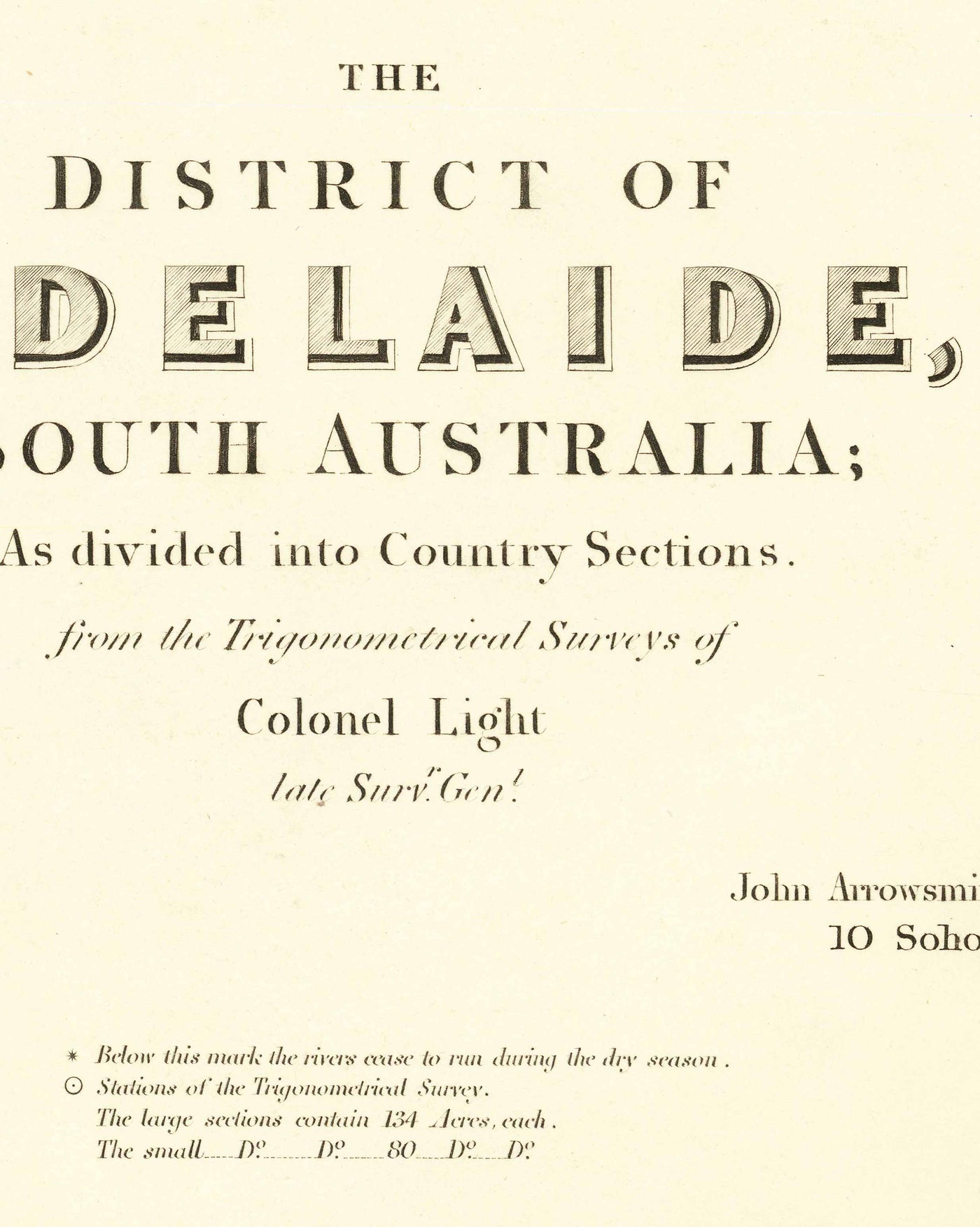 Ancienne carte d'Adélaïde, Australie du Sud, par John Arrowsmith, 1839 - Brighton, Port, Norwood, Glenelg Beach