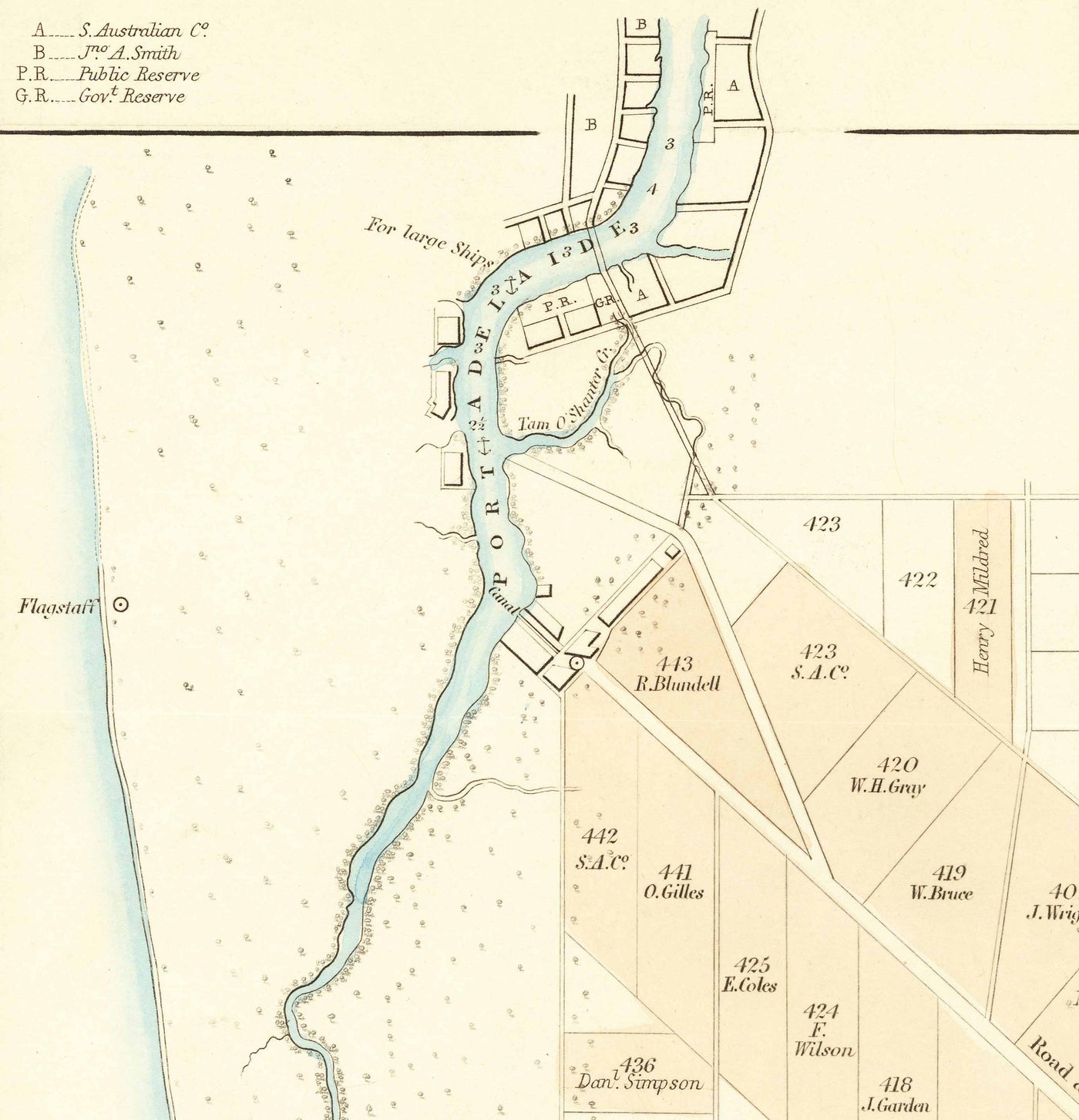 Ancienne carte d'Adélaïde, Australie du Sud, par John Arrowsmith, 1839 - Brighton, Port, Norwood, Glenelg Beach