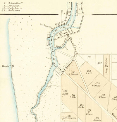 Ancienne carte d'Adélaïde, Australie du Sud, par John Arrowsmith, 1839 - Brighton, Port, Norwood, Glenelg Beach