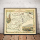 Mapa antiguo de Pakistán y Afganistán, 1851 por Tallis y Rapkin - Cabool, Punjab, Irán, Cachemira, Baluchistán, Mar Arábigo