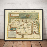 Old Historical Map of North Africa in 1545 by Sebastian Munster - Babylon, Cairo, River Nile, Alexandria, Egypt