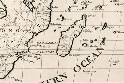 Antiguo mapa de África en 1700 por Edward Wells - Egipto, Islas Canarias, Negrolandia, Sahara, Madagascar, Guinea, Congo