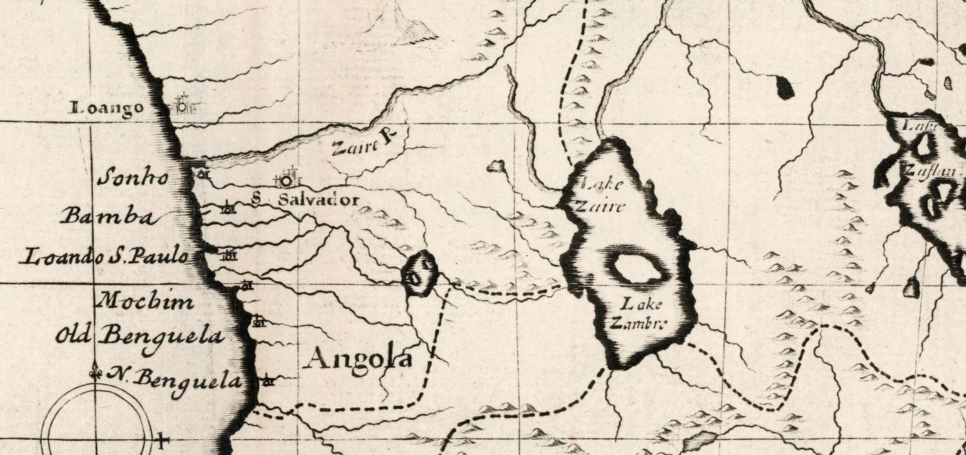 Antiguo mapa de África en 1700 por Edward Wells - Egipto, Islas Canarias, Negrolandia, Sahara, Madagascar, Guinea, Congo