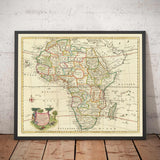 Mappa antica rara dell'Africa, 1747 di Emanuel Bowen - Pre-coloniale, colorata a mano - Commercio degli schiavi, Negroland, Etiopia, Barbari, Nubia 