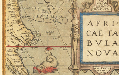 Old Map of Africa by Abraham Ortelius, 1570 - First Map of African Continent - Nubia, Zanzibar, Central Africa, Nile
