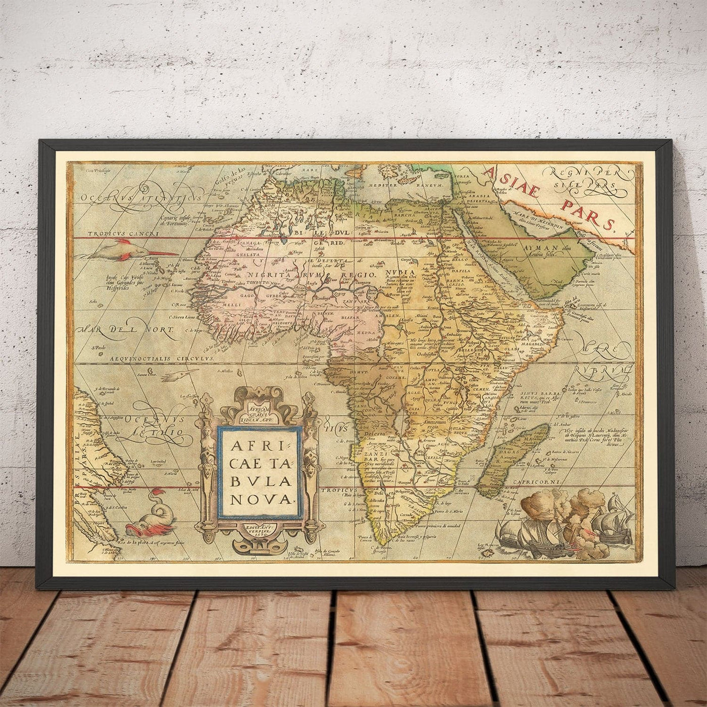 Old Map of Africa by Abraham Ortelius, 1570 - First Map of African Continent - Nubia, Zanzibar, Central Africa, Nile