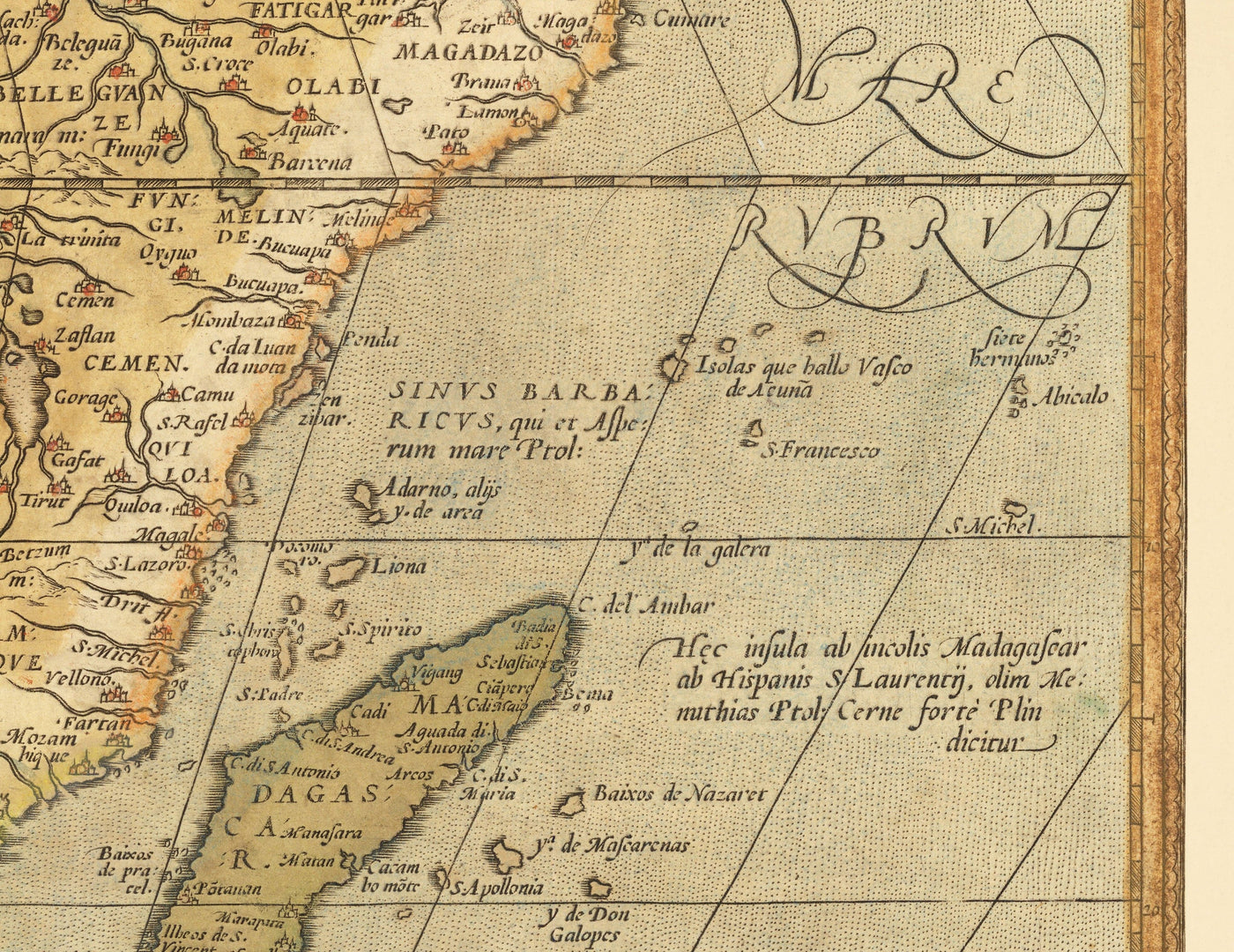 Old Map of Africa by Abraham Ortelius, 1570 - First Map of African Continent - Nubia, Zanzibar, Central Africa, Nile