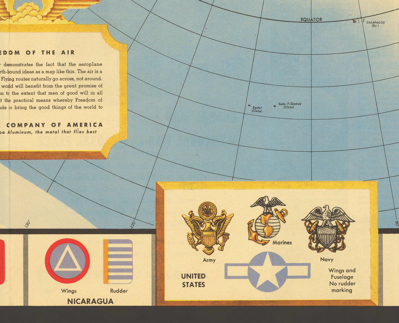 Carte mondiale de l'Old Force Air Force, 1943 - Emblème, Insignia, Tableau rondelle - Histoire des aéronefs et de l'aviation
