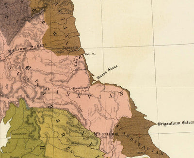 Alte Karte von Altbritannien, 1856 - Wales, Erse, Gälisches Irland, Pikten, keltische Eisenzeit-Stämme, Silures 