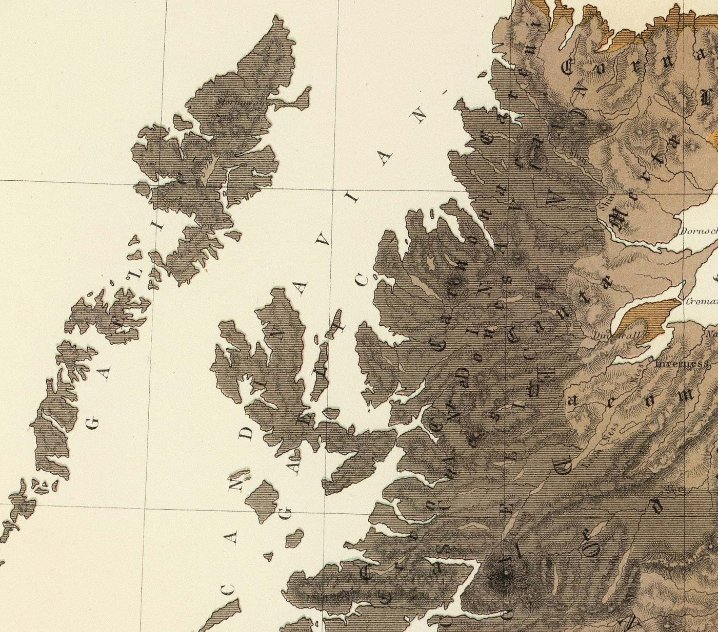 Alte Karte von Altbritannien, 1856 - Wales, Erse, Gälisches Irland, Pikten, keltische Eisenzeit-Stämme, Silures 