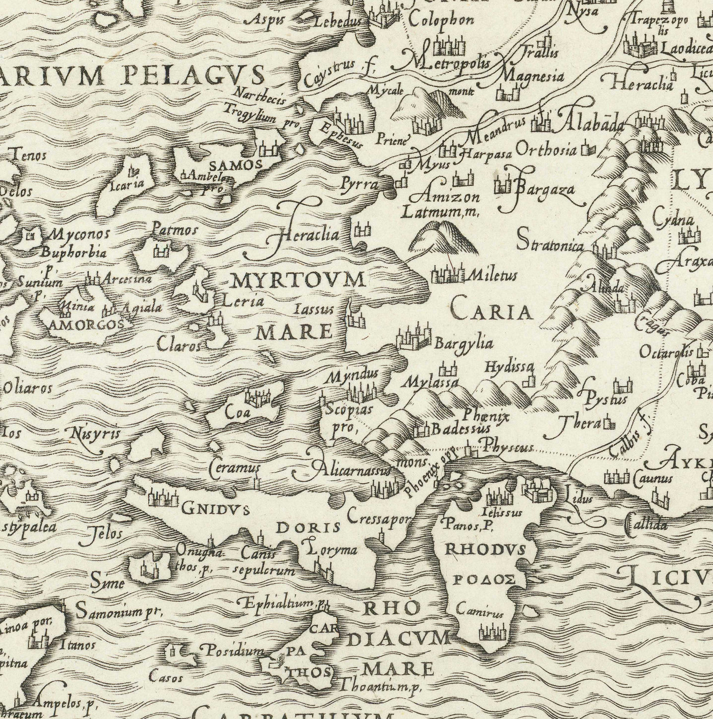 Old Map of Ancient Greece, 1558 by Salamanca - Macedonia, Balkans, Crete, Rhodes, Turkey, Corfu