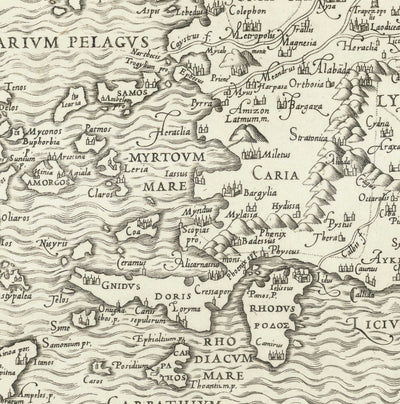 Old Map of Ancient Greece, 1558 by Salamanca - Macedonia, Balkans, Crete, Rhodes, Turkey, Corfu