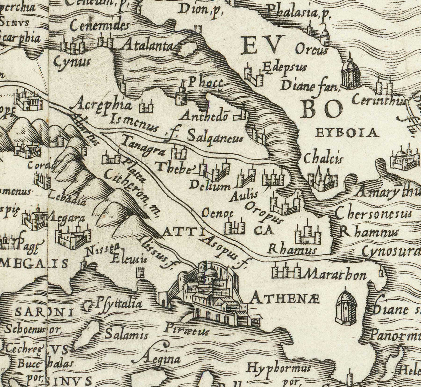 Old Map of Ancient Greece, 1558 by Salamanca - Macedonia, Balkans, Crete, Rhodes, Turkey, Corfu
