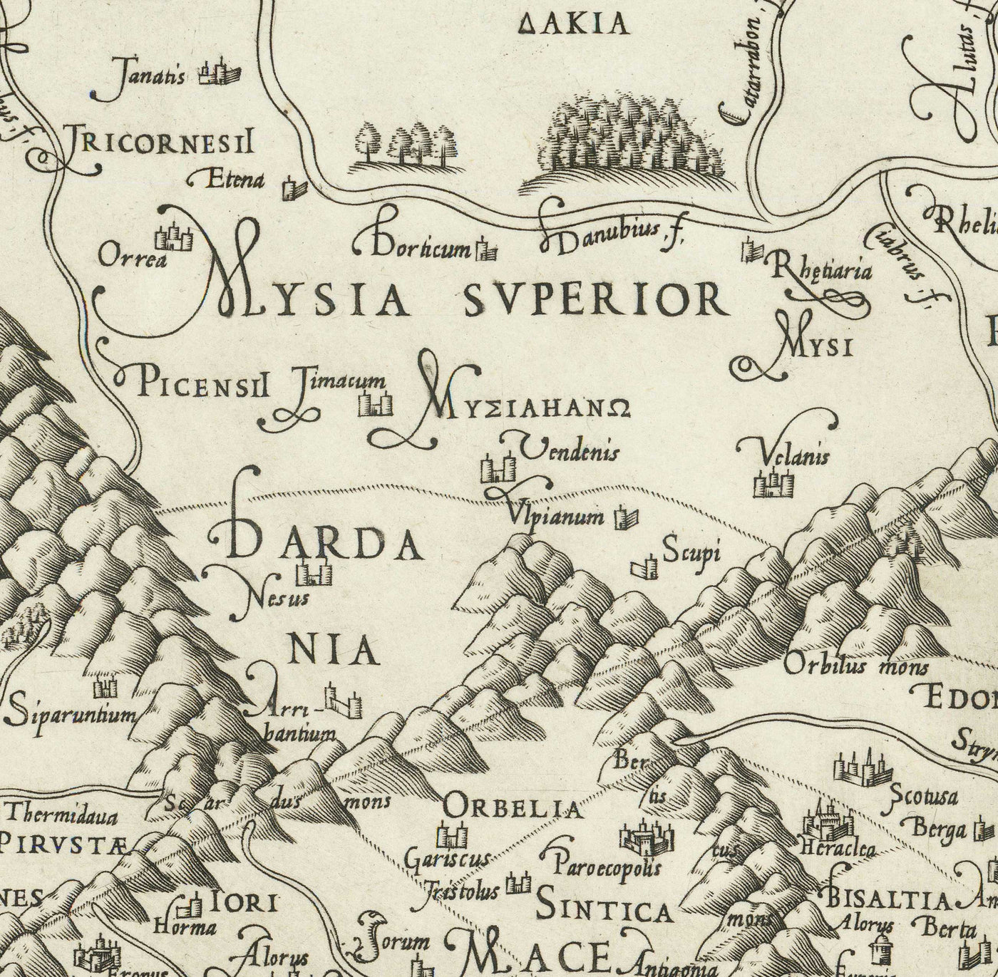 Old Map of Ancient Greece, 1558 by Salamanca - Macedonia, Balkans, Crete, Rhodes, Turkey, Corfu
