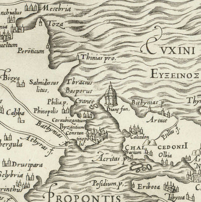 Old Map of Ancient Greece, 1558 by Salamanca - Macedonia, Balkans, Crete, Rhodes, Turkey, Corfu