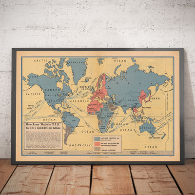 Allied Arms "Made in the USA", 1942 - Old World War 2 Propaganda Map