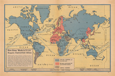 Allied Arms "Made in the USA", 1942 - Old World War 2 Propaganda Map