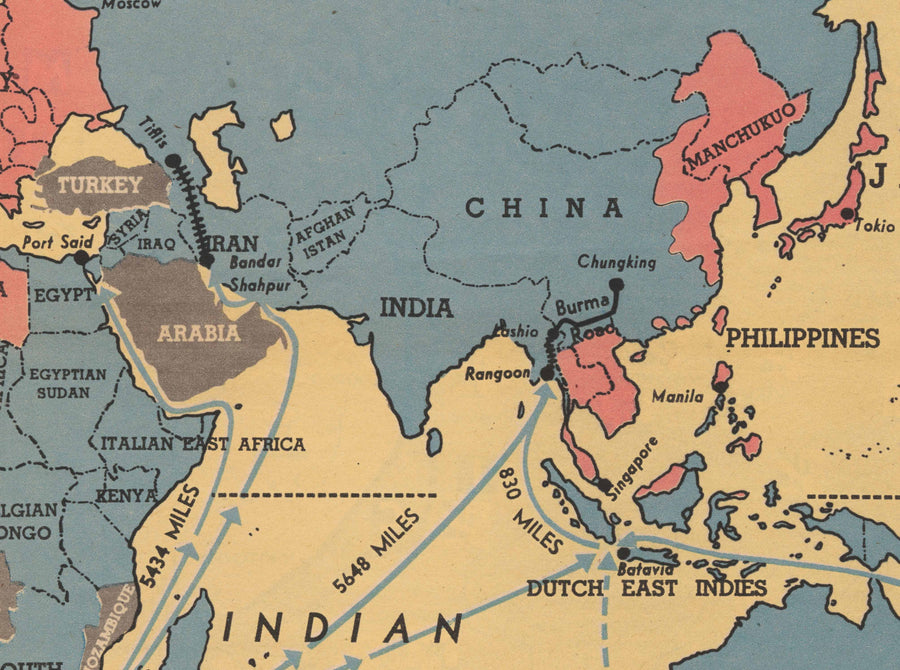 Allied Arms "Made in the USA", 1942 - Old World War 2 Propaganda Map