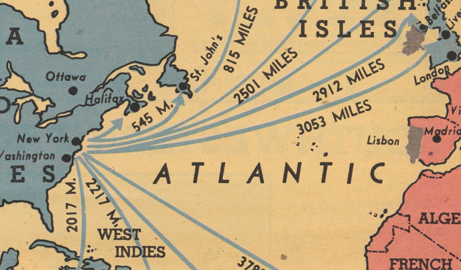 Allied Arms "Made in the USA", 1942 - Old World War 2 Propaganda Map