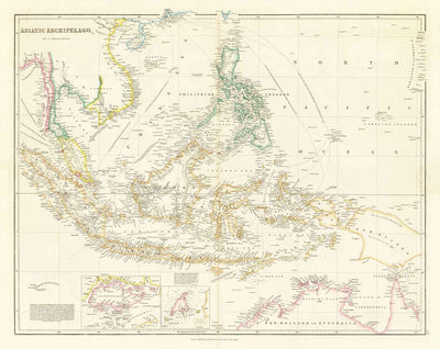 Old Map of Malay Archipelago & East Indies by Arrowsmith, 1859 - Southeast Asia, Philippines, Islands, Straits, Singapore
