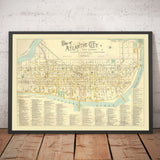 Mapa antiguo de Atlantic City, Nueva Jersey, en 1891 por AY Lee - Boardwalk, Pacific, Baltic, Atlantic, Delaware Avenue