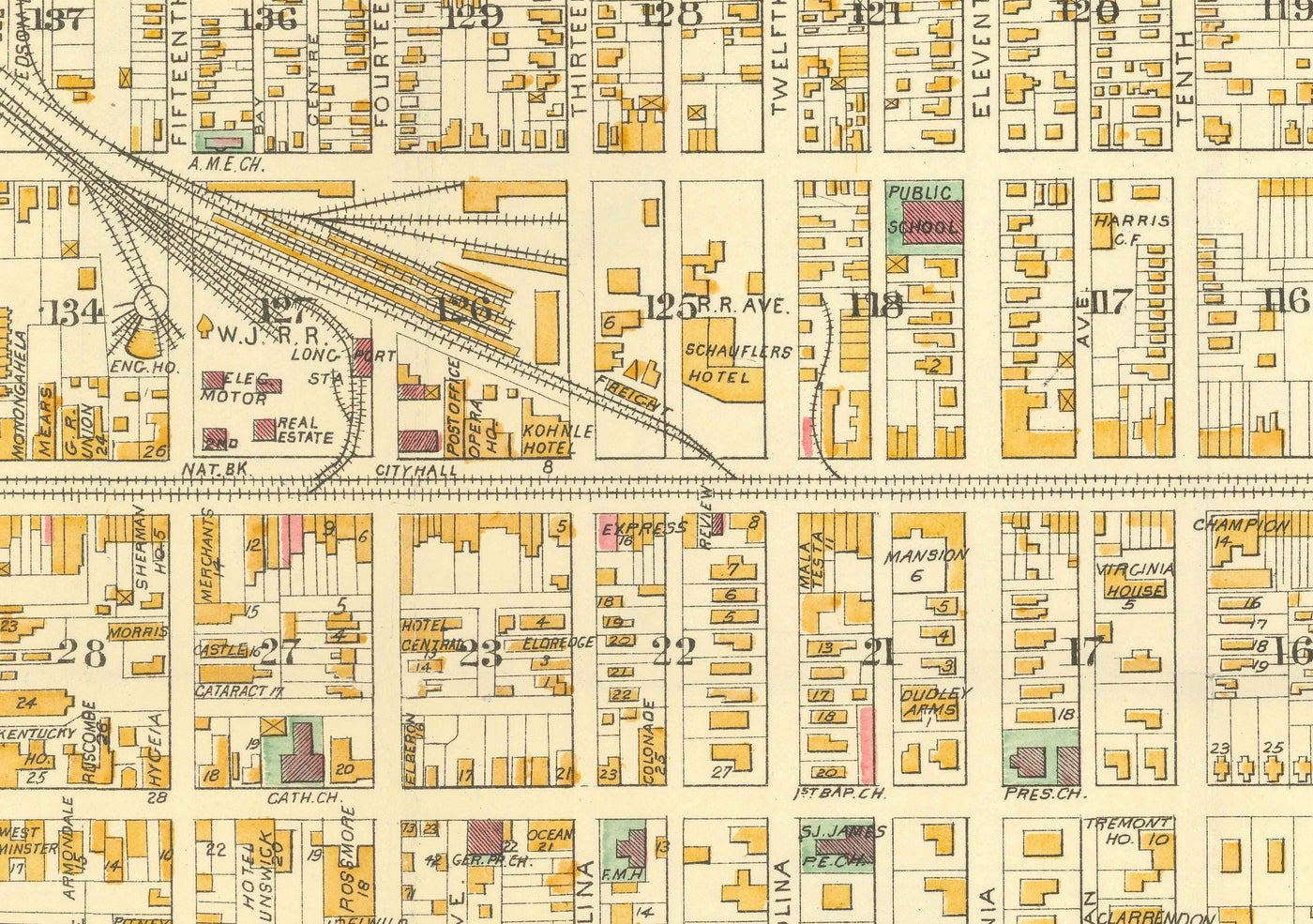 Old Map of Atlantic City, New Jersey, in 1891 by AY Lee - Boardwalk, Pacific, Baltic, Atlantic, Delaware Avenue
