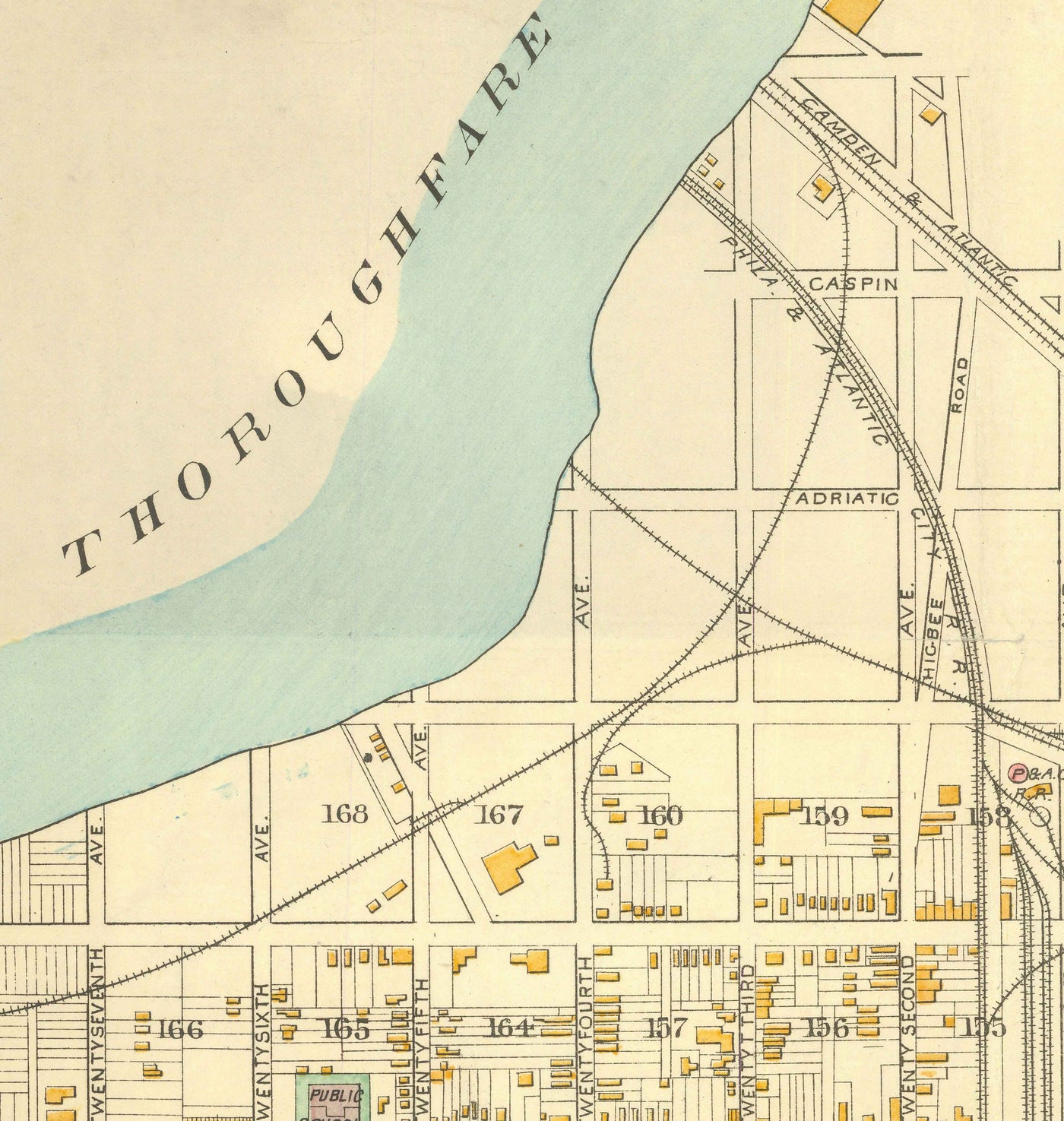 Old Map of Atlantic City, New Jersey, in 1891 by AY Lee - Boardwalk, Pacific, Baltic, Atlantic, Delaware Avenue