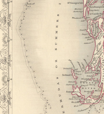 Antiguo mapa de las islas del Atlántico, 1851 por Tallis & Rapkin - Bermudas, Azores, Canarias, Tenerife, Madeira, Cabo Verde
