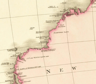 Antiguo mapa de Australia por John Pinkerton, 1813 - Australasia, Oceanía, Melanesia - Colonia Penal de Nueva Gales del Sur