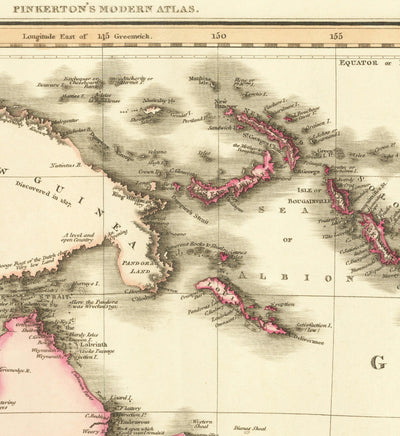 Antiguo mapa de Australia por John Pinkerton, 1813 - Australasia, Oceanía, Melanesia - Colonia Penal de Nueva Gales del Sur