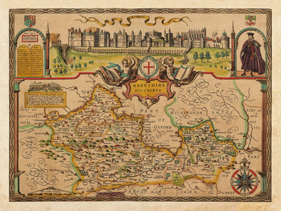 Old Map of Berkshire, 1611, John Speed - Reading, Slough, Bracknell, Maidenhead