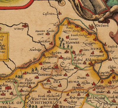 Old Map of Berkshire, 1611, John Speed - Reading, Slough, Bracknell, Maidenhead
