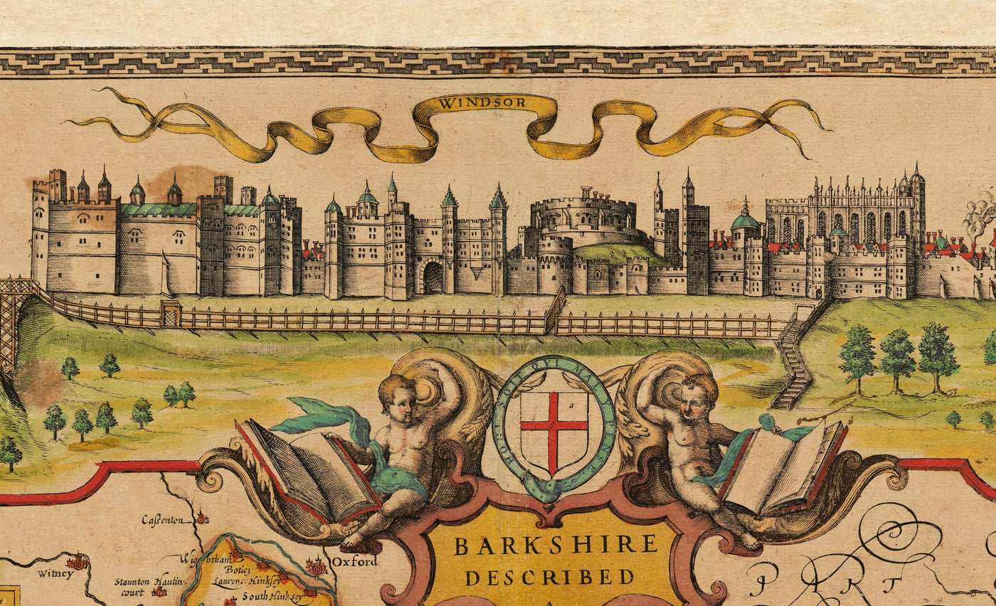 Old Map of Berkshire, 1611, John Speed - Reading, Slough, Bracknell, Maidenhead