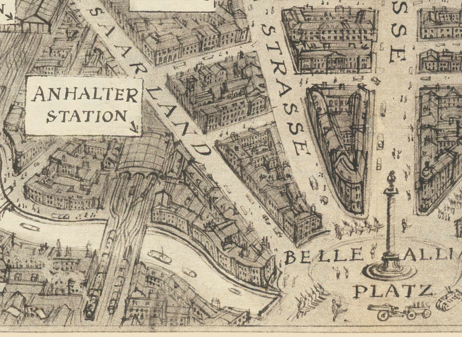 Old Map of Berlin, 1939 by Rex Whistler - Satirical World War 2 Propaganda - Hitler, Goebbels, Cherubs, Goddess Britannia