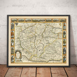 Ancienne carte de la Bohême en 1626 par John Speed - Tchéquie, Prague, Bavière, Moravie, Europe centrale