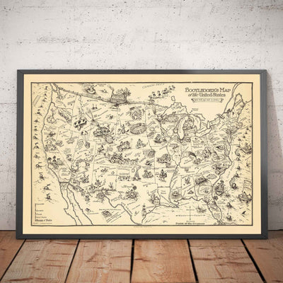 Old Alcohol Bootlegger's Map of the United States, 1926 by McCandlish - Prohibition-Era Comic Map of the US