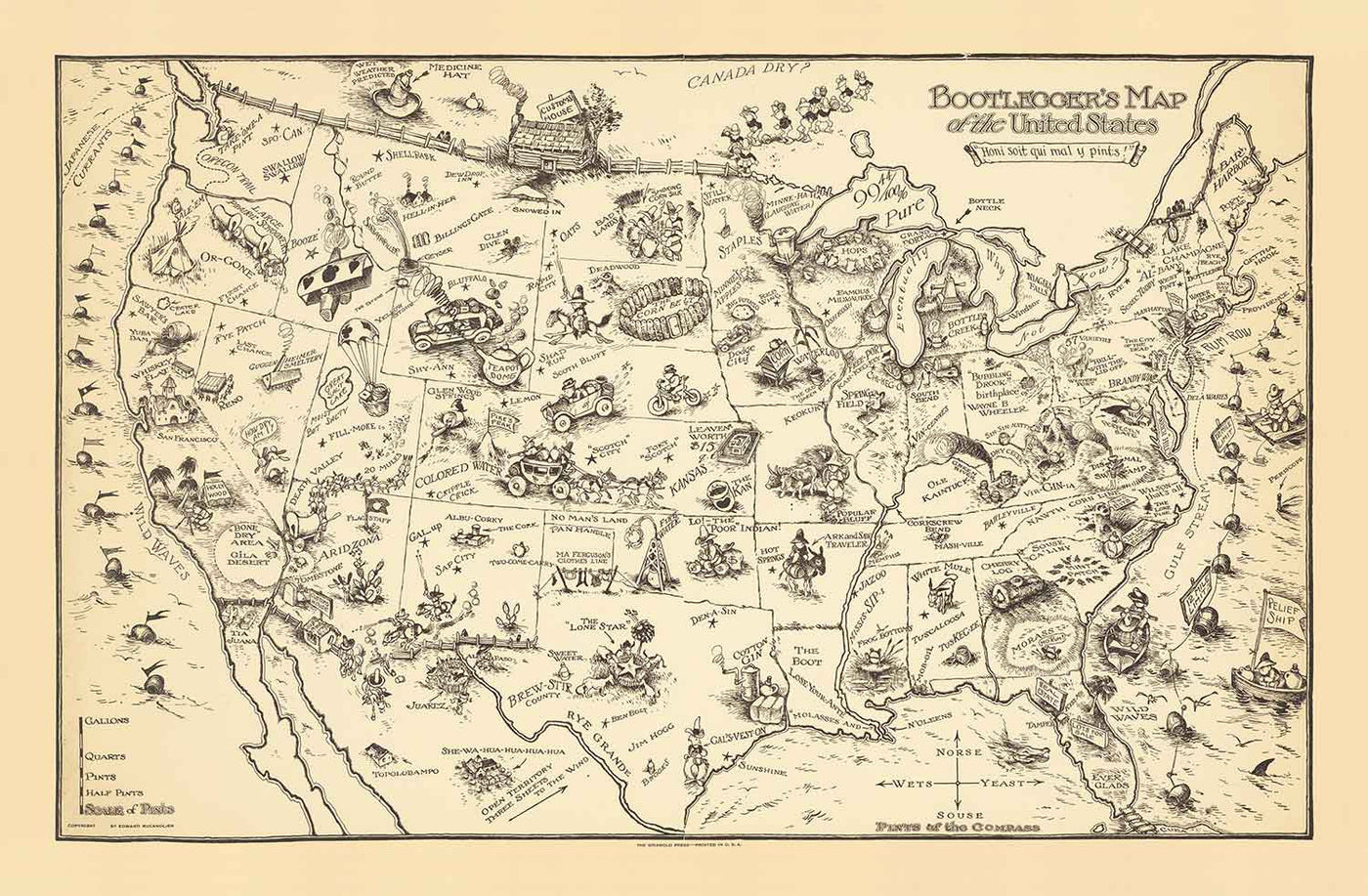 The monochrome version of the map