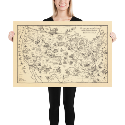 Old Alcohol Bootlegger's Map of the United States, 1926 by McCandlish - Prohibition-Era Comic Map of the US
